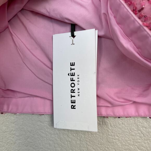 Retrofete Lexie Sequin Skirt Bubblegum Pink Mini Beaded XXS NWT Barbiecore Girly - Picture 10 of 15